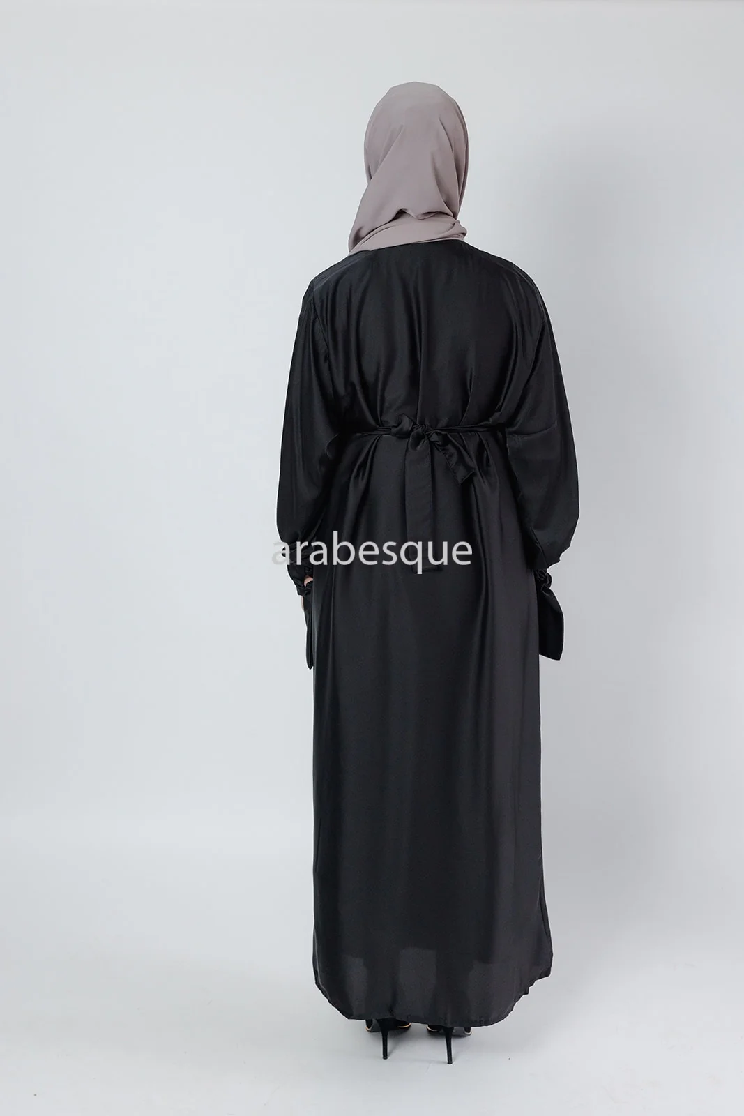 Black Abaya Set - 4-Piece Satin Fabric - Image 8