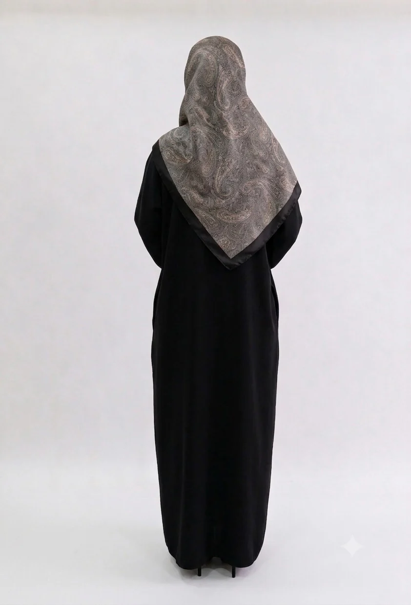Black Open Abaya - Premium Plain nidha With Pocket & Wide Sleeves - Image 3