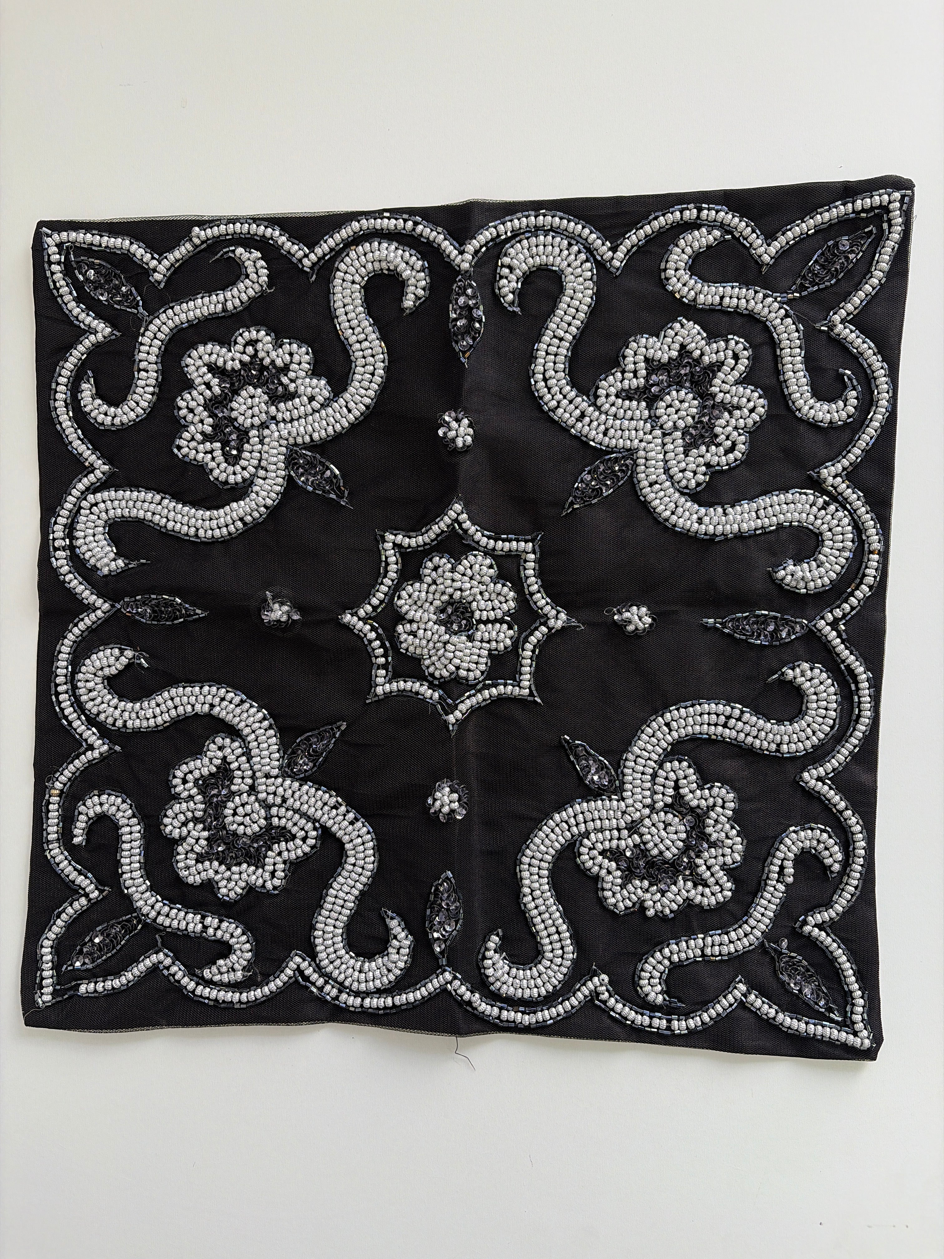 Black Beaded Cushion Cover 40x40 cm - Image 5