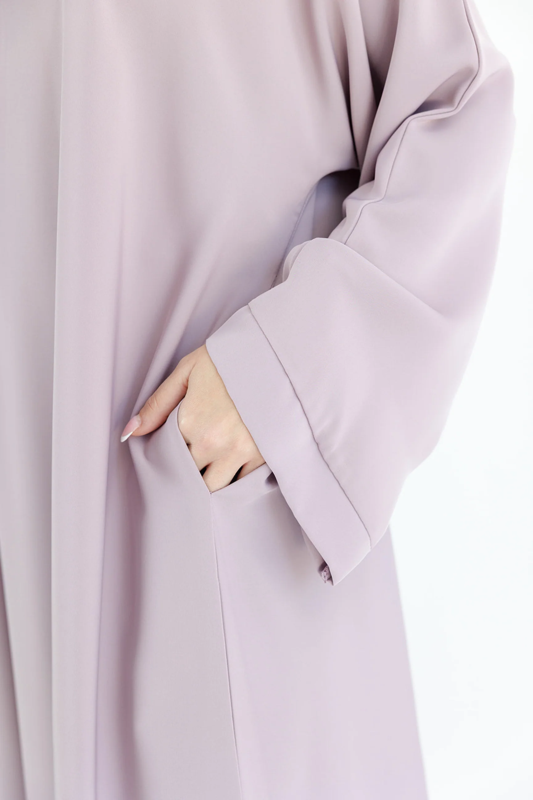Deep Taupe Closed Abaya – Premium Plain Design with Pocket and Wide Sleeves - Image 2