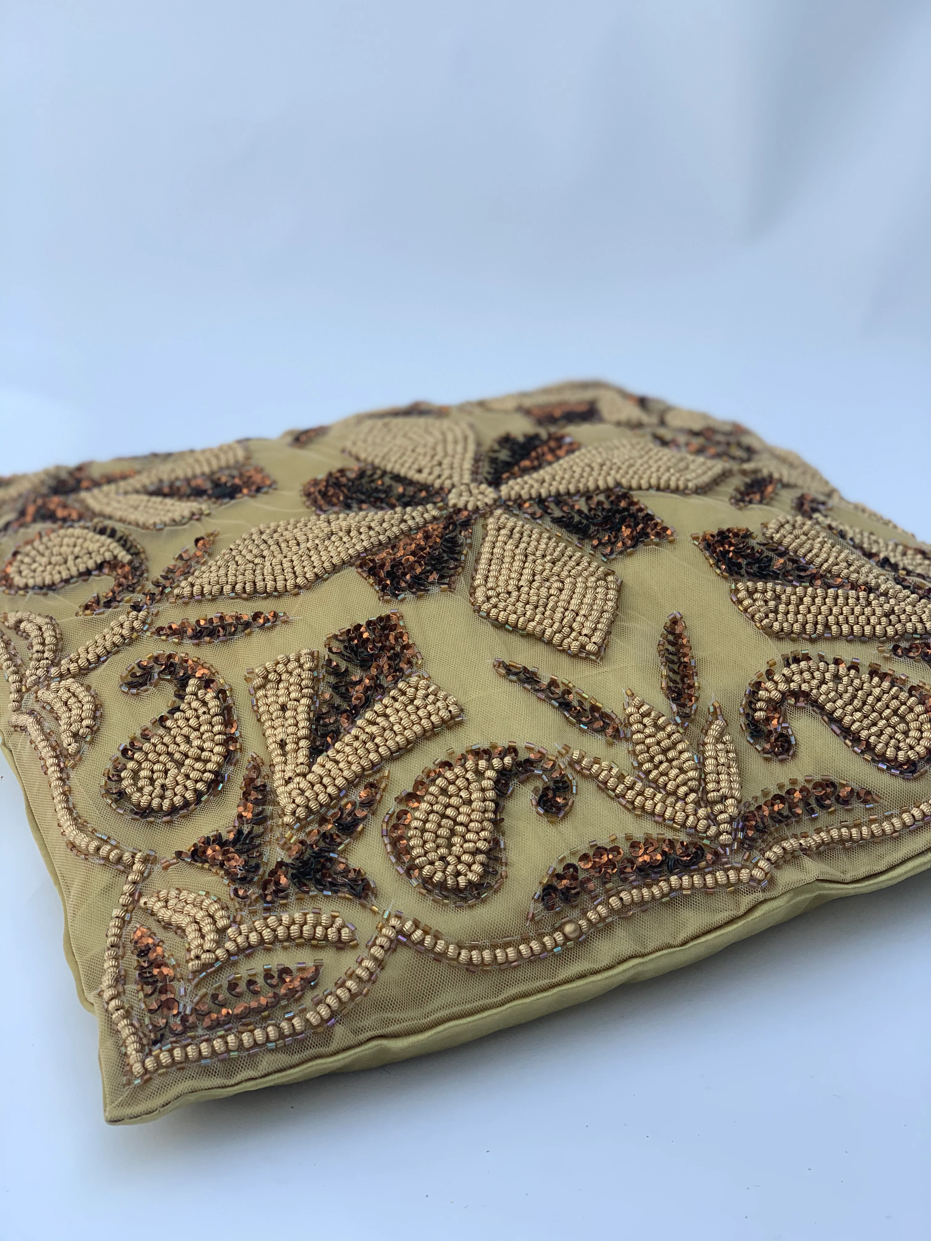 Gold Beaded Cushion Cover 40x40 cm - Image 3