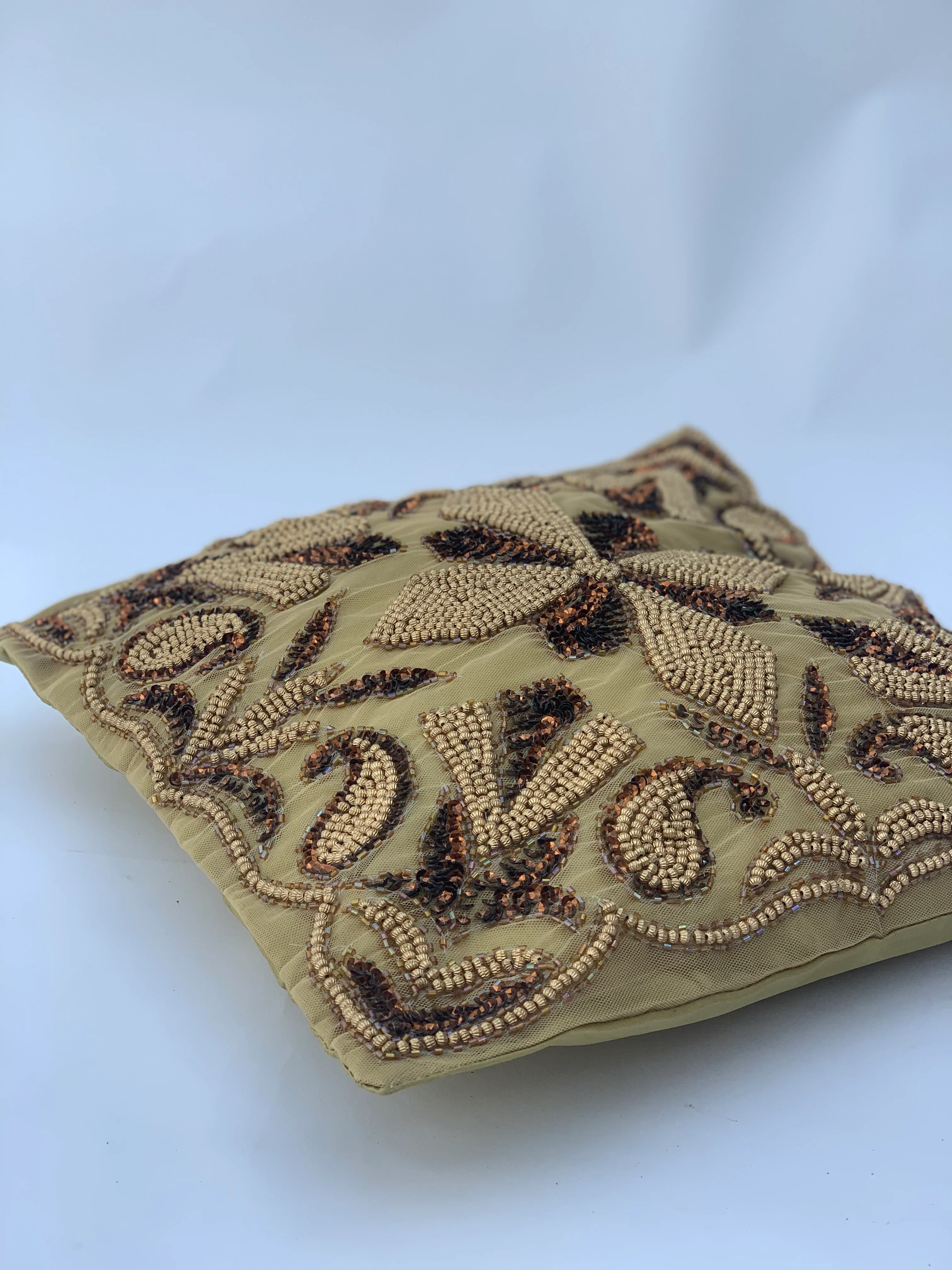 Gold Beaded Cushion Cover 40x40 cm - Image 4