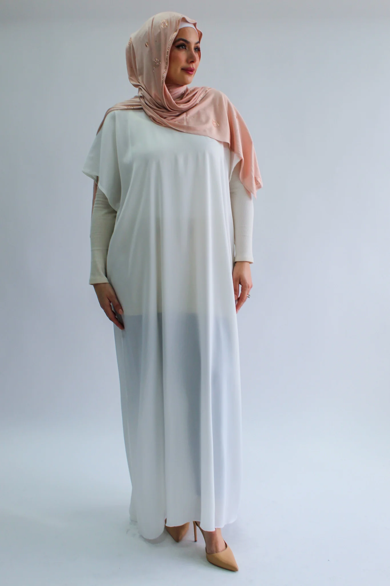 Ivory Plain Short Sleeve Dress - Silky Ripple Satin