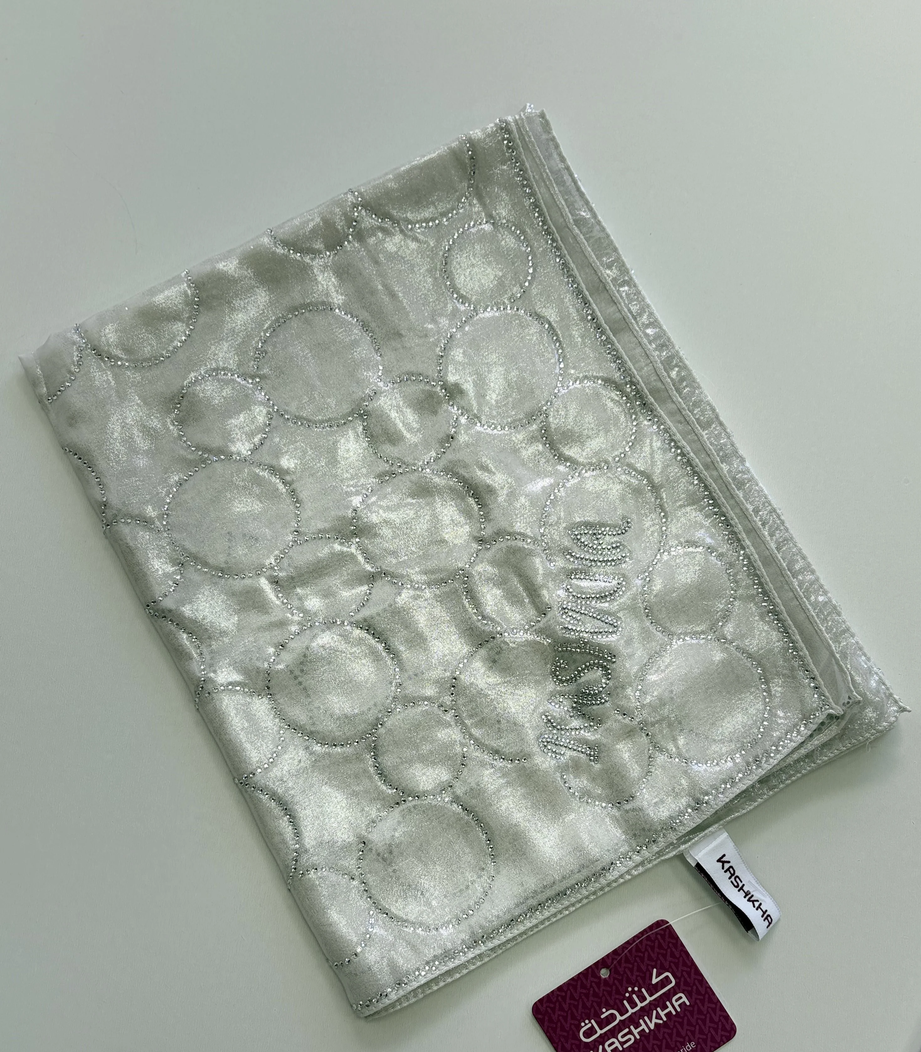 Kashkha 110cm Square Circle Diamante Sheer pattern Hijab - Image 4