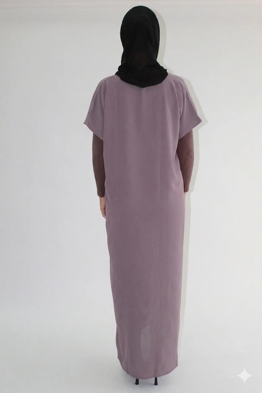 Lilac Crushed Polyester Short Sleeved Dress - Image 3