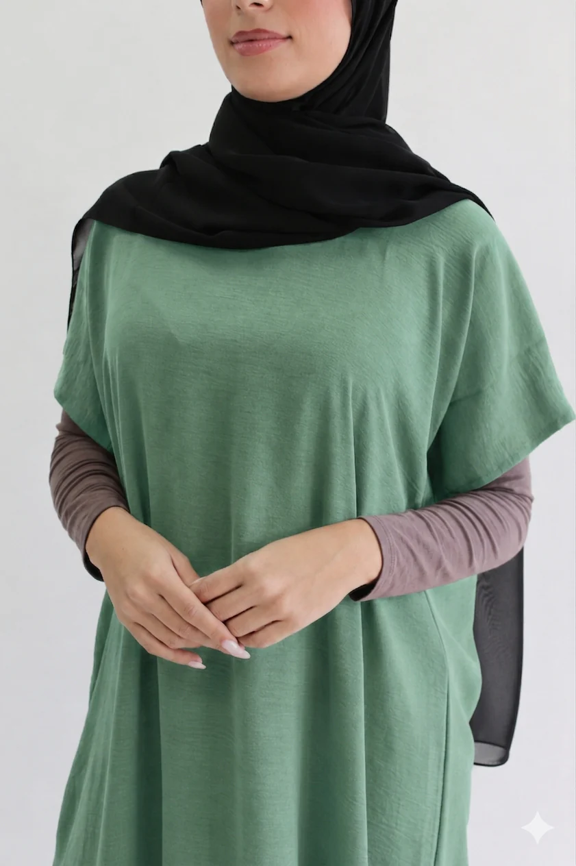 Mint Crushed Polyester Short Sleeved Dress - Image 2