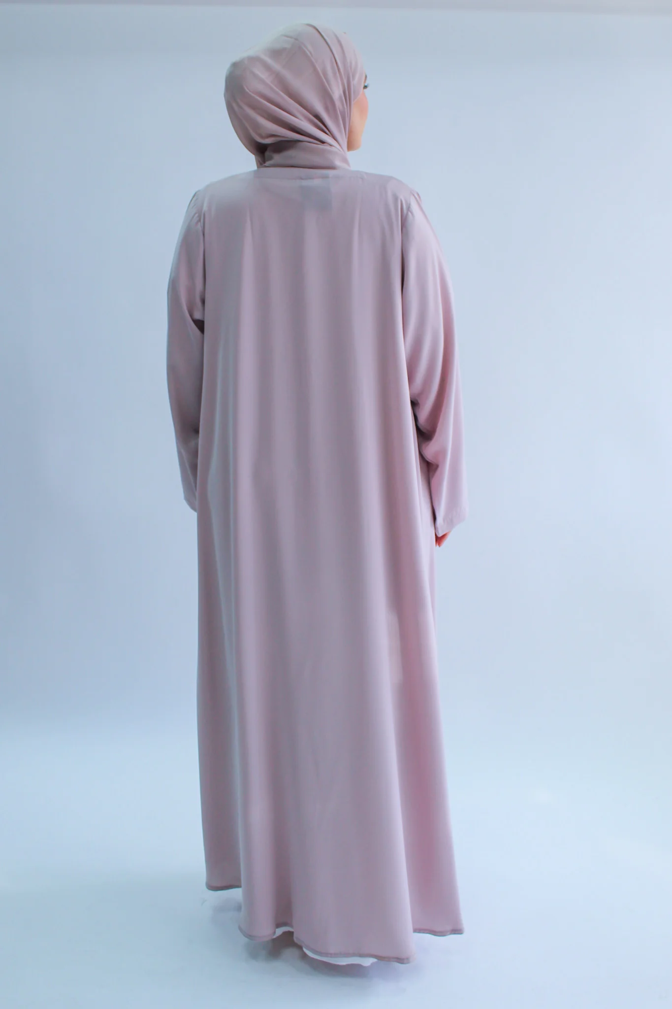 Nude Open Abaya – Premium Blossom Embroidered Design - Image 5