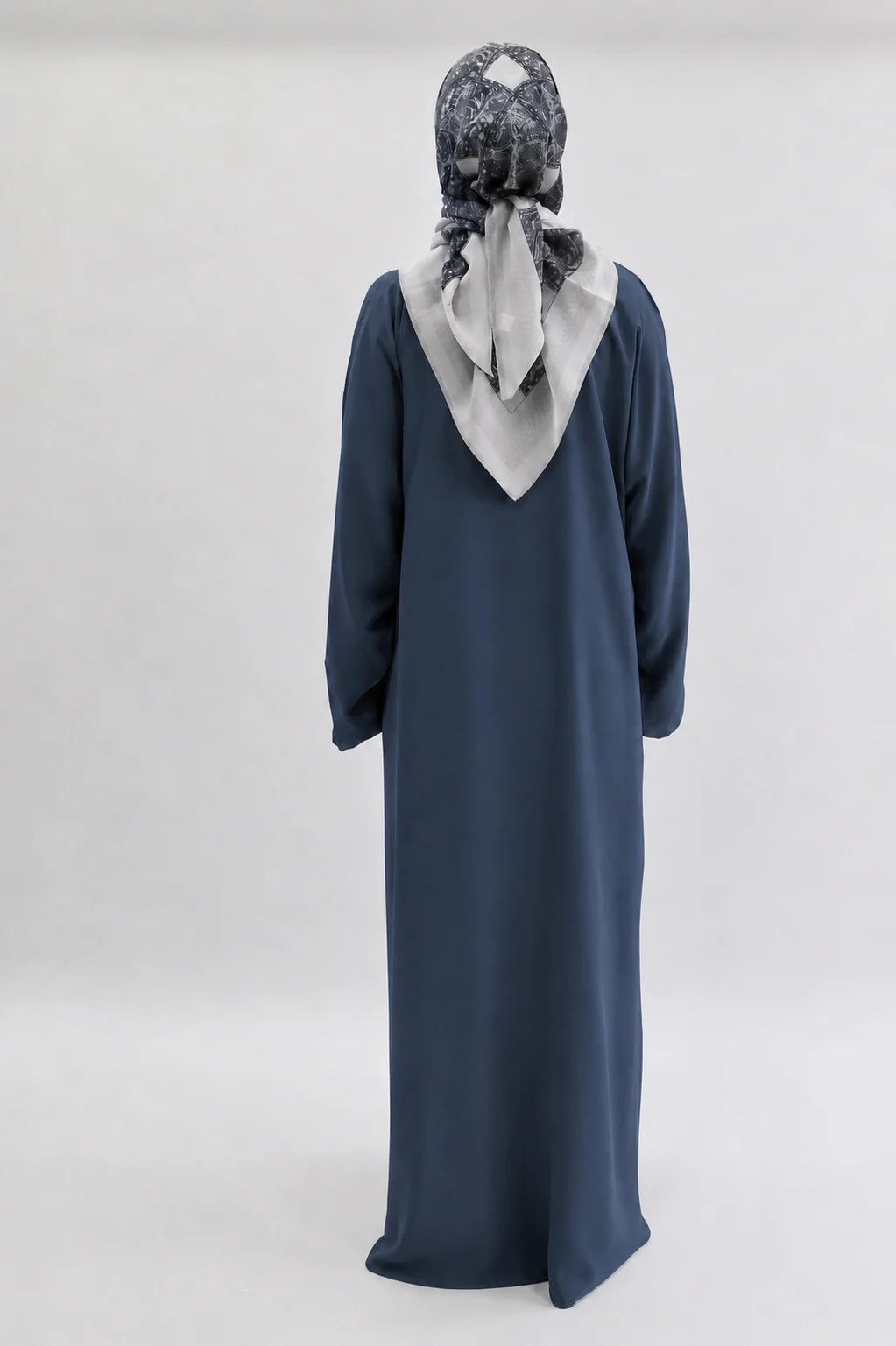 Pigeon Blue Open Abaya - Premium Plain nidha With Pocket & Wide Sleeves - Image 4