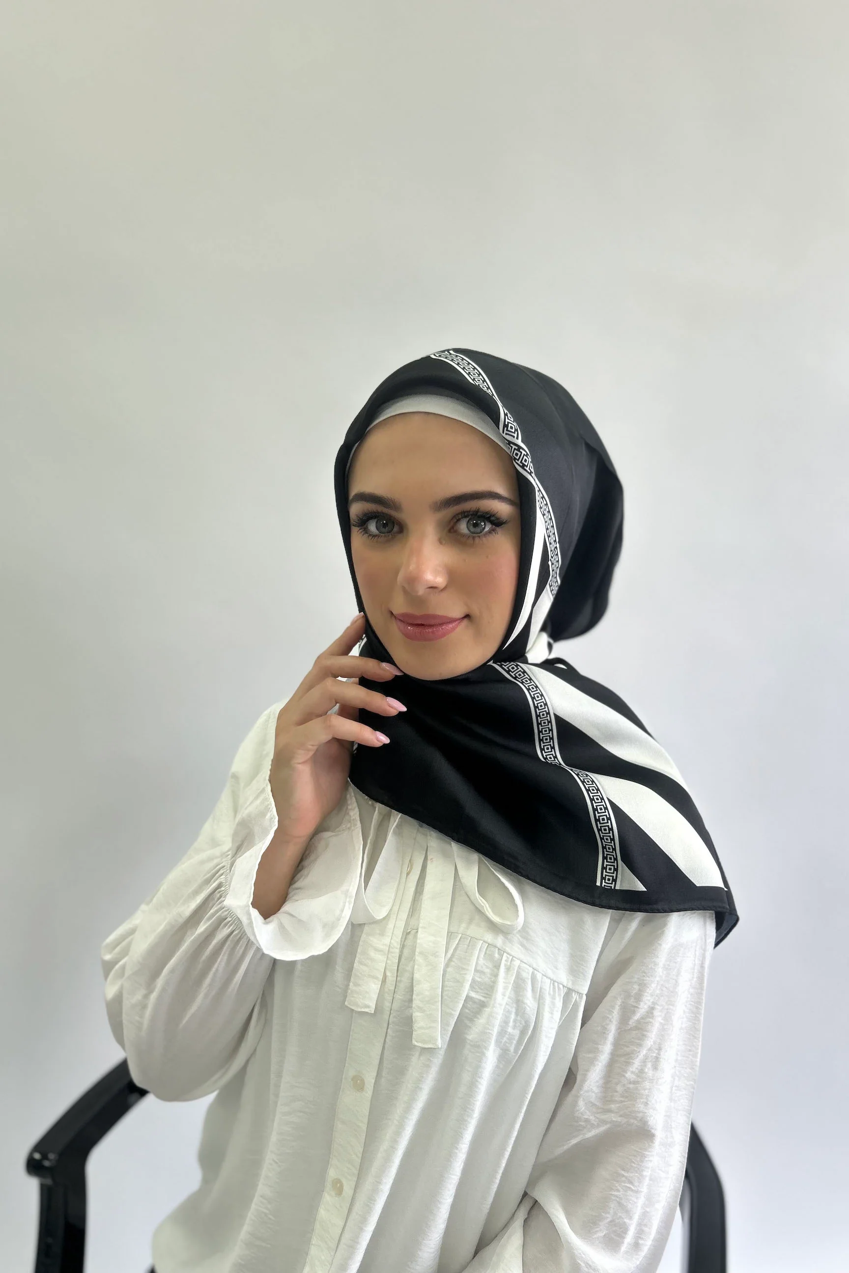 Premium 100cm Square Burden Silky Pattern Hijab - Image 7