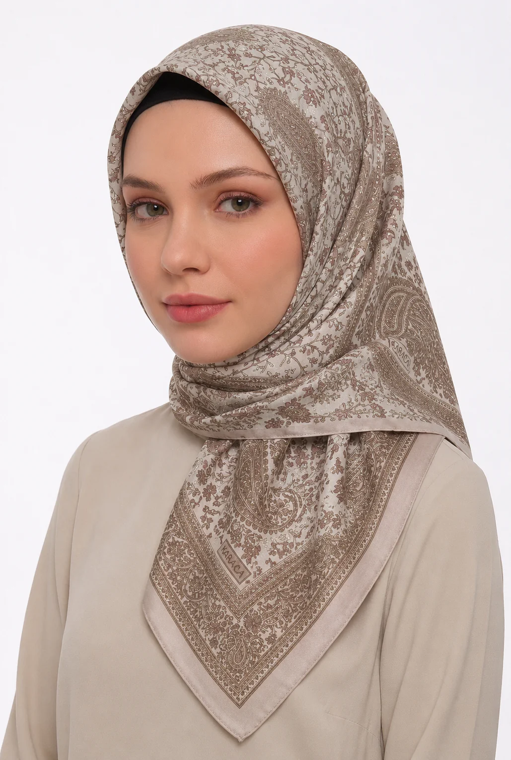 Premium Karaca Paisley and Floral Patterns 120cm Soft Chiffon Square Hijab - Image 13