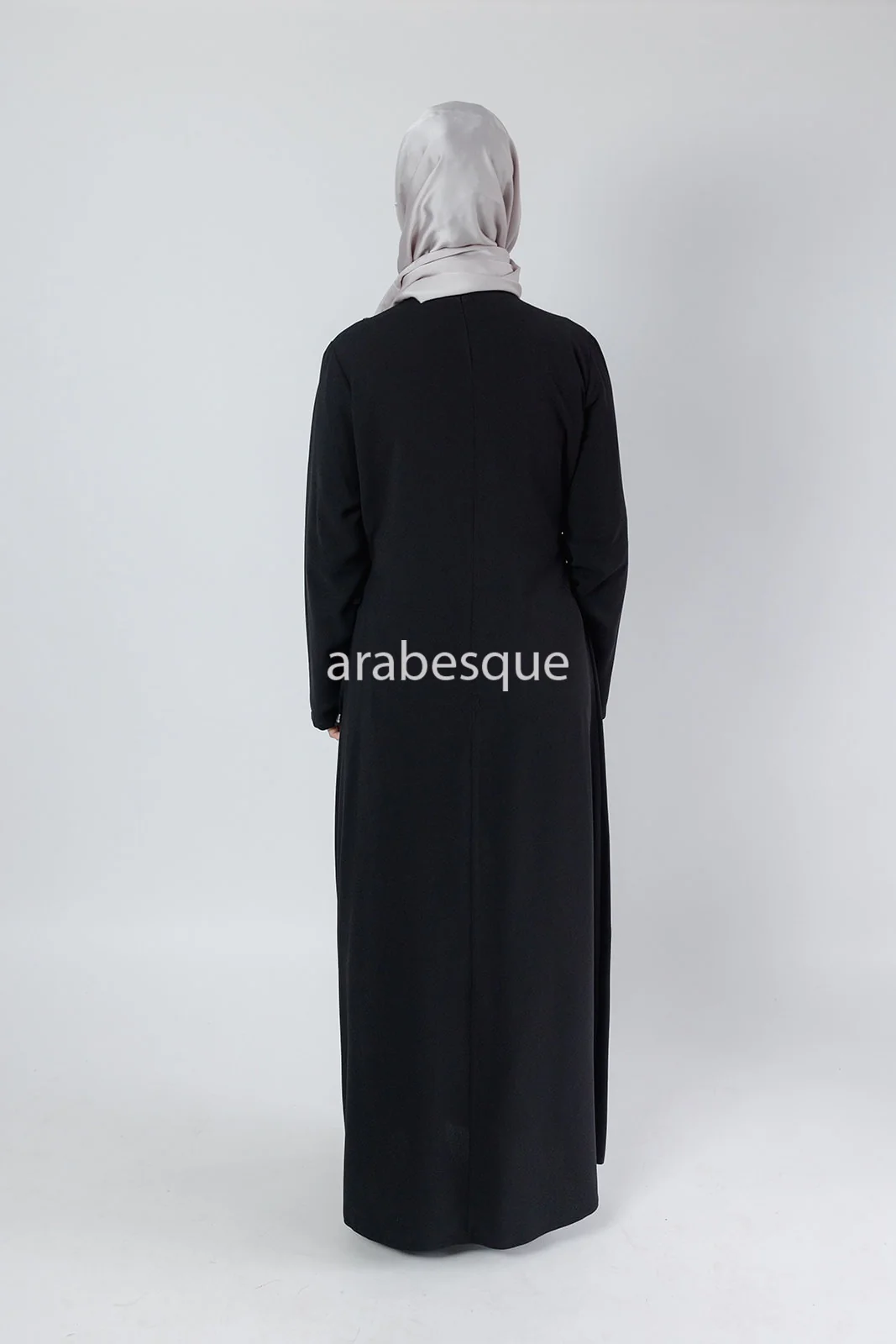 Black Double Abaya - Faux Closed Design With Diamante - Image 7