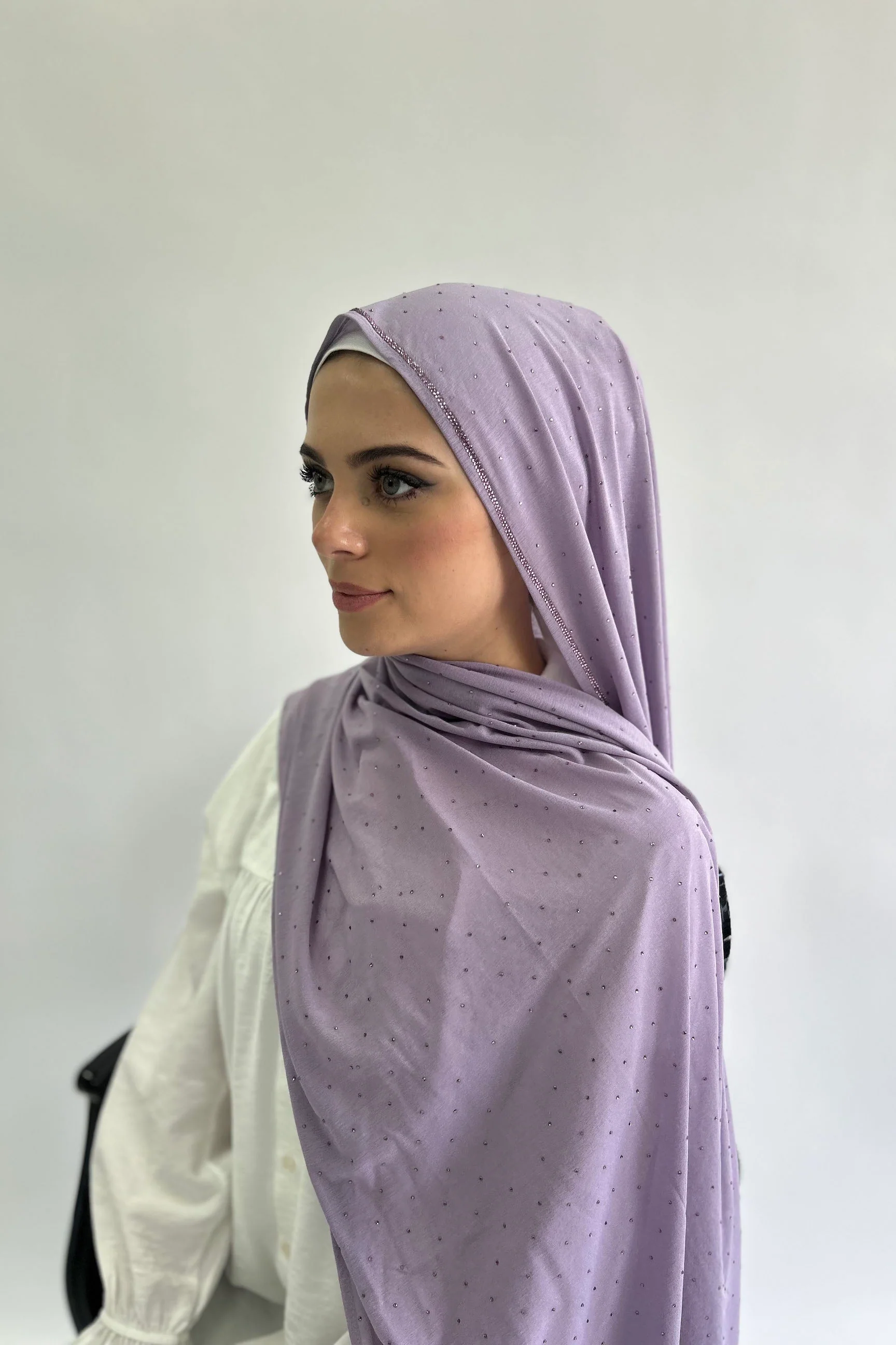 Sharif Spotted Diamante Cashmere Feel Hijab - Image 4